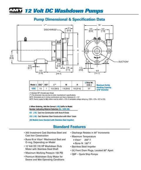 AMT 12 Volt DC Washdown Pump 12DC-95