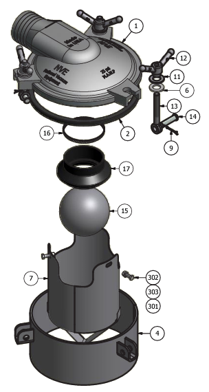 Lid 12" Cast Aluminum with 3" or 4" Hose Barb 226-120-ALU