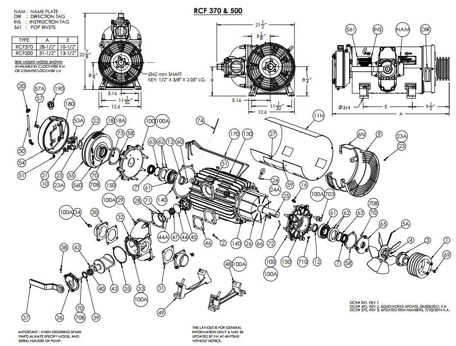 Pump Re-build Kit With Bearings - RF500-KIT-B
